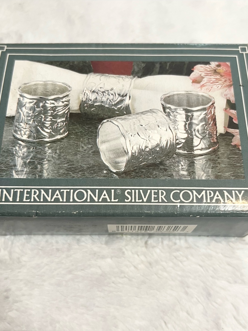 International Silver Company Set Of 4 Silver Napkin Rings Botanica VTG 1993 NIB